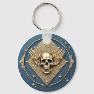 ☠️ Goldener Totenkopf mit Flügeln Gothic Geschenk  Schlüsselanhänger