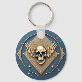 ☠️ Goldener Totenkopf mit Flügeln Gothic Geschenk  Schlüsselanhänger