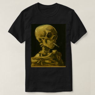 Goldener Totenkopf raucht – Einzigartige Van Gogh- T-Shirt