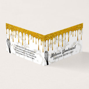 Goldener Tropfen Marmor und Whisk Visitenkarten