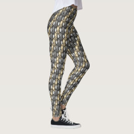 Goldener und grauer Fleck, rechteckige Schnitzerei Leggings