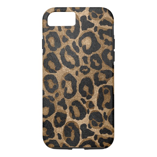 Goldener und schwarzer Glitter Leopard-Jaguardruck Case-Mate iPhone Hülle (Rückseite)