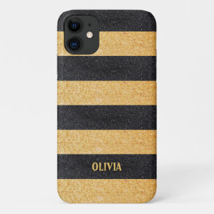 Goldener und schwarzer Glitzer Case-Mate iPhone Hülle