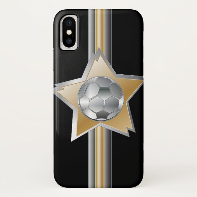 Goldener und silberner Effekt Fußball-Stern Case-Mate iPhone Hülle (Rückseite)