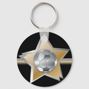Goldener und silberner Effekt Fußball-Stern Schlüsselanhänger
