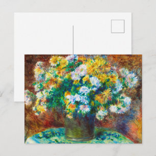 Goldener und weißer Blumenstrauß Impressionistisch Postkarte