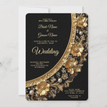 Goldener Verzierte Rahmen Hochzeit