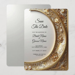 Goldener Verzierte Rahmen Save the Date