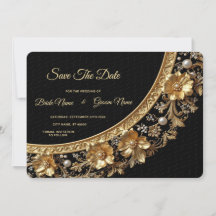 Goldener Verzierte Rahmen Save The Date