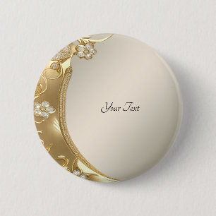Goldener verzierter Blumenknopf Button