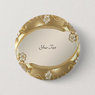 Goldener verzierter Blumenknopf Button