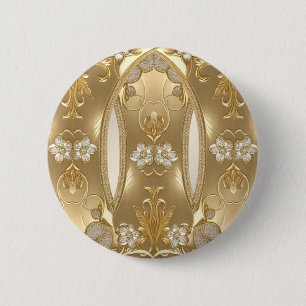 Goldener verzierter Blumenknopf Button
