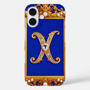 Goldener verzierter Buchstabe X mit Juwelen iPhone 16 Hülle