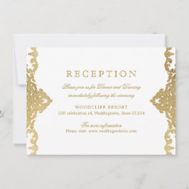 Goldener verzierter Empfang für Hochzeiten Einladung