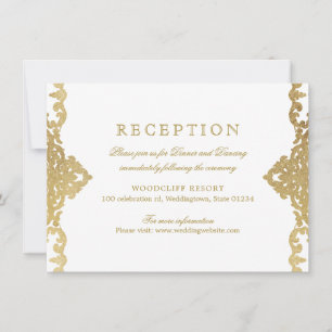 Goldener verzierter Empfang für Hochzeiten Einladung