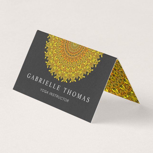 Goldener verzierter Mit Blumenmandala Visitenkarten (Vorderseite)