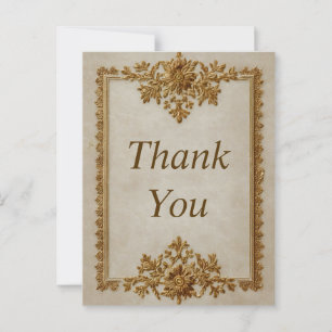 Goldener verzierter Rahmen auf beiger Dankeskarte Postkarte