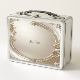 Goldener verzierter Rahmen mit Perlen Lunchbox
