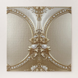 Goldener verzierter Rahmen mit Perlen Puzzle
