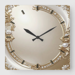 Goldener verzierter Rahmen mit Perlen Wanduhr