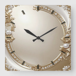 Goldener verzierter Rahmen mit Perlen Wanduhr