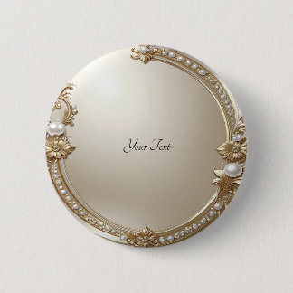 Goldener verzierter Rahmen mit Perlenknopf Button