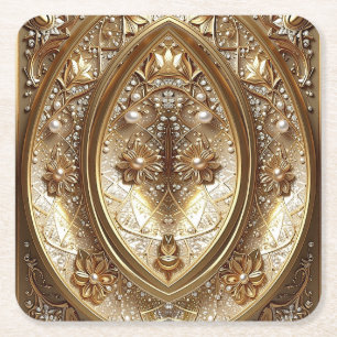 Goldener verzierter Rahmen Papier Untersetzer