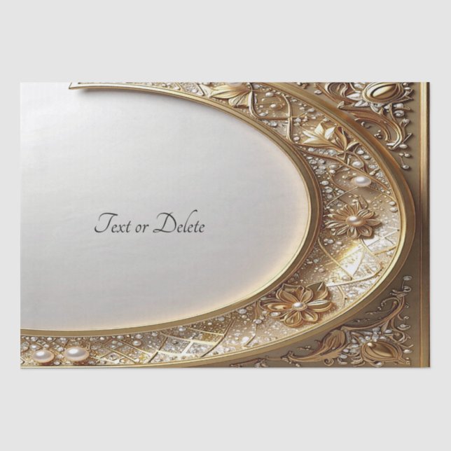 Goldener verzierter Rahmen-Tissue-Papier Seidenpapier (Vorderseite)