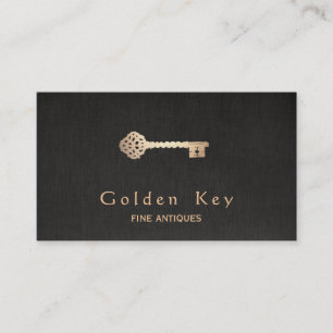 Goldener Vintage-Skelettschlüssel Antiquitäten-Möb Visitenkarte