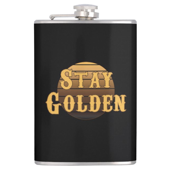 Goldener Vintager Kolben bleibe Flachmann (Vorderseite)