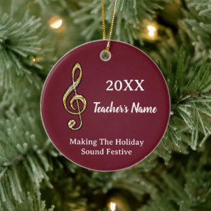 Goldener Violinschlüssel Festive Musiklehrer Feier Keramik Ornament
