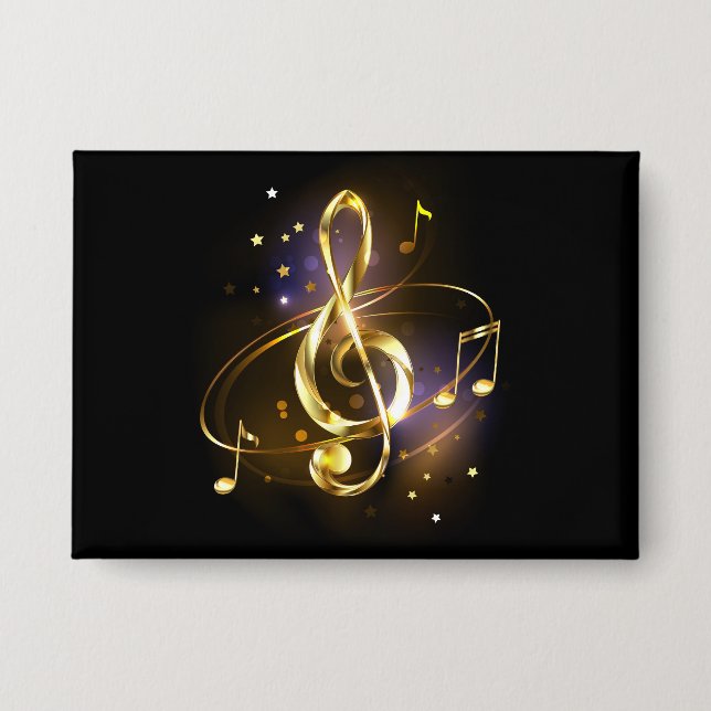 Goldener Violinschlüssel Musik Button (Vorderseite)