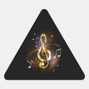 Goldener Violinschlüssel Musik Dreieckiger Aufkleber