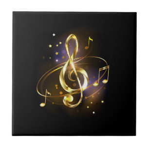 Goldener Violinschlüssel Musik Fliese