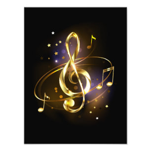Goldener Violinschlüssel Musik Fotodruck