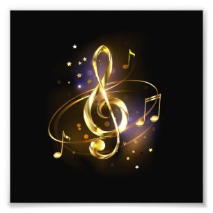 Goldener Violinschlüssel Musik Fotodruck