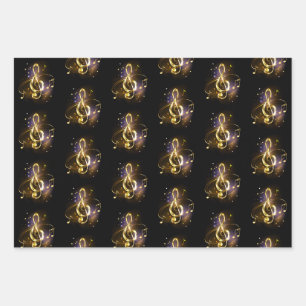 Goldener Violinschlüssel Musik Geschenkpapier Set