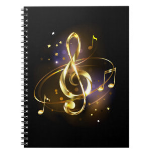 Goldener Violinschlüssel Musik Notizblock