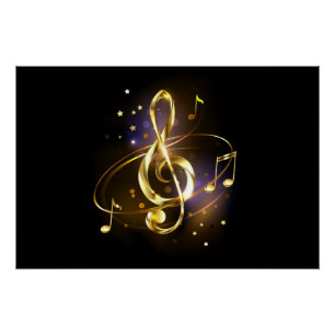Goldener Violinschlüssel Musik Poster