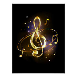 Goldener Violinschlüssel Musik Poster