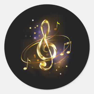 Goldener Violinschlüssel Musik Runder Aufkleber