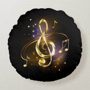 Goldener Violinschlüssel Musik Rundes Kissen