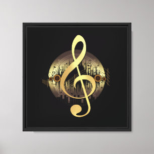 Goldener Violinschlüssel Vinyl-Schallplatte Musik Leinwanddruck