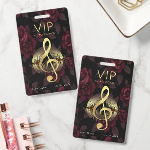 Goldener Violinschlüssel VIP All Access Dark Rose Ausweis