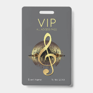 Goldener Violinschlüssel VIP All Access Modern Gra Ausweis