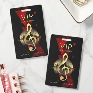 Goldener Violinschlüssel VIP All-Access Rot Abstra Ausweis