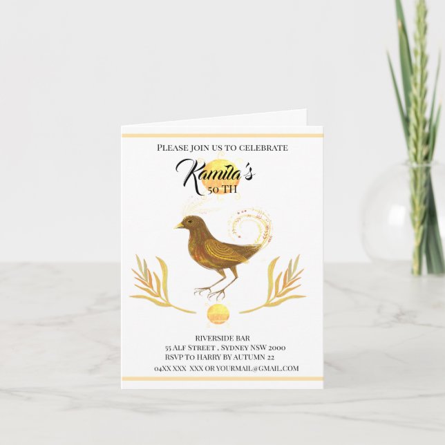 Goldener Vogel Einladung (Vorderseite)