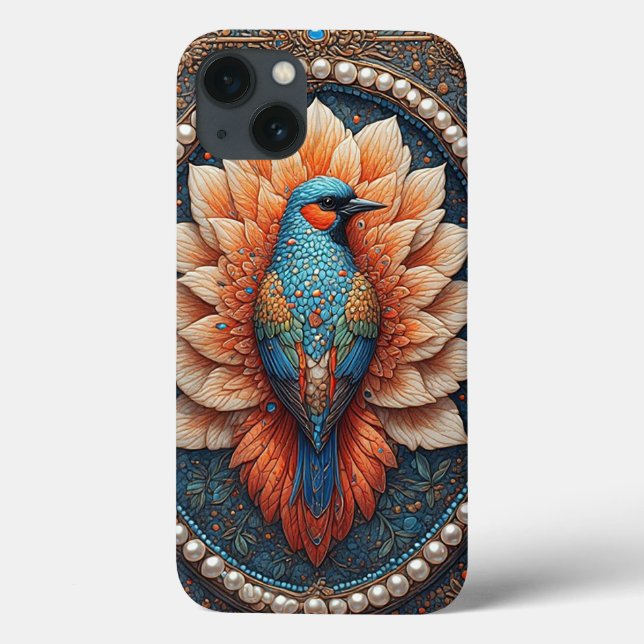 Goldener Vogel im Verzierten Dekorrahmen Case-Mate iPhone Hülle (Rückseite)