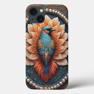 Goldener Vogel in verziertem Dekorrahmen Case-Mate iPhone Hülle