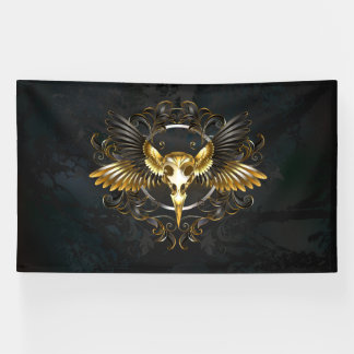 Goldener Vogelschädel auf schwarzem Hintergrund Banner